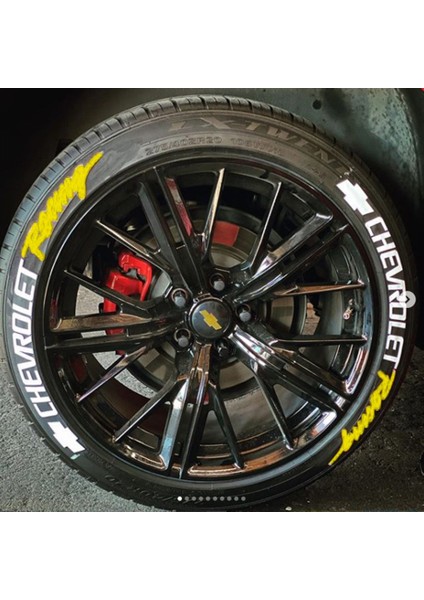 Chevrolet Racing Sarı Kalıcı Lastik Yazısı Chevrolet Racing Sticker 4 Kit