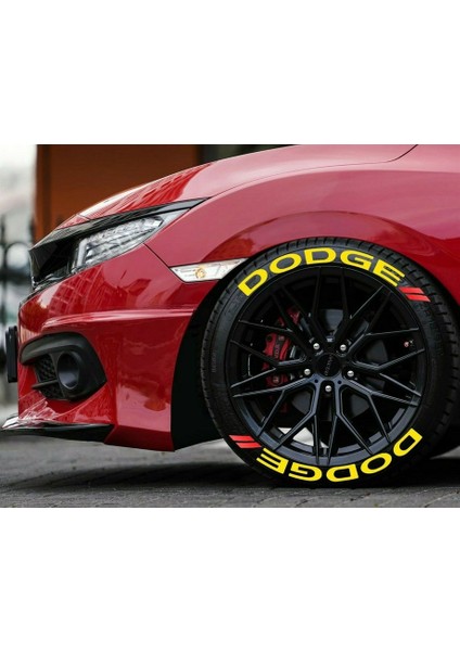 Dodge Sarı Kalıcı Lastik Yazısı Dodge Sticker 4 Kit