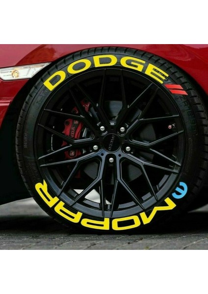 Dodge Mopar Sarı Kalıcı Lastik Yazısı Dodge Mopar Sticker 4 Kit