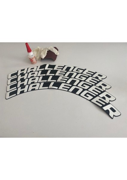 Challenger Beyaz Kalıcı Lastik Yazısı Challenger Sticker 8 Kit Büyük Boy