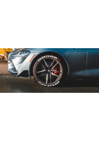 Dodge Hellcat Beyaz Kalıcı Lastik Yazısı Dodge Hellcat Sticker 8 Kit Büyük Boy