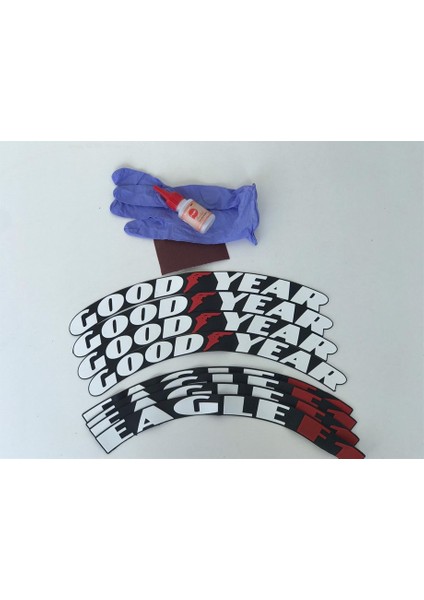 Good Year Eagle F1 Beyaz Kalıcı Lastik Yazısı Good Year Eagle F1 Sticker 8 Kit Büyük Boy