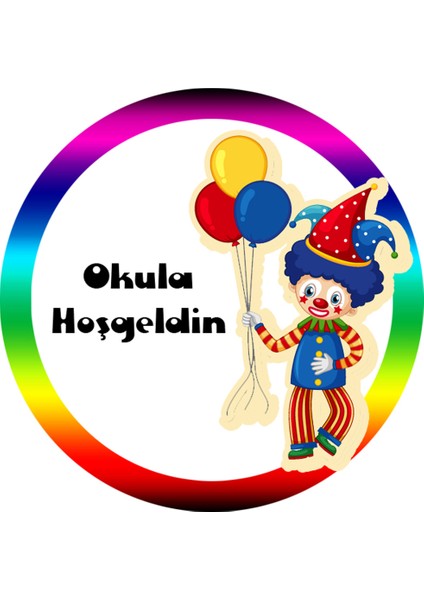 Okula Hoşgeldin Etiketi (4x4 cm 24 Adet)