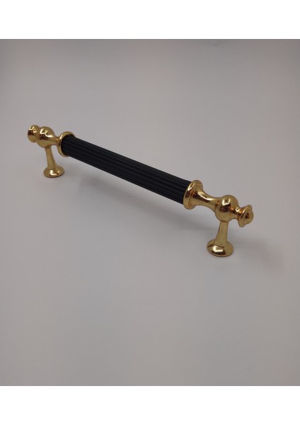 Mutfak Dolap Çekmece Kapak Mobilya Kulbu 128 mm Lüks Metal Kulp (Altın-Siyah Renk)