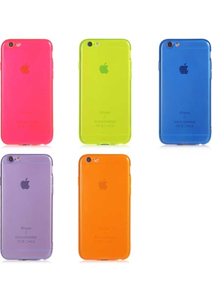 Caseart Apple iPhone 6 Kapak Kamera Korumalı Neon Renkli Silikon Kılıf - Neon Mavi