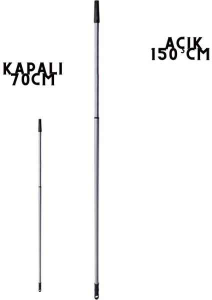 Oliva Nero Teleskopik Uzatmalı Metal Sırık Sap 1,5 m