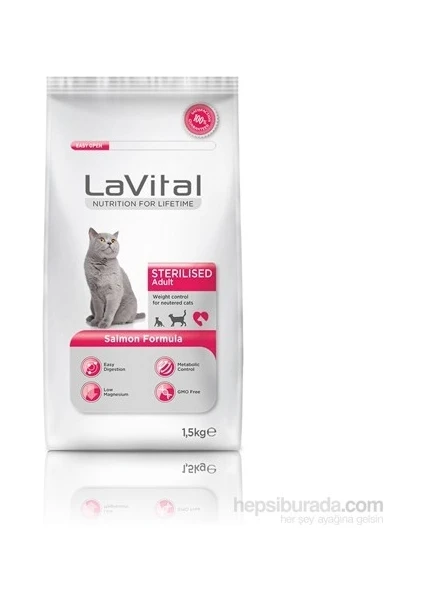 La Vital Adult Sterilsed Salmon Kısırlaştırılmış Somonlu Yetişkin Kedi Maması 12 kg