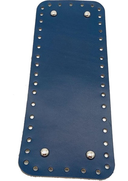 Gerçek Deri Lacivert 30X12 cm Dikdörtgen Gümüş Metalli Çanta Tabanı