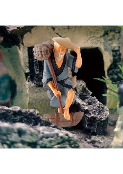 Minyatür 1/87 Antik Figürler Bebek Yol Parkı Düzeni Masaüstü Dekor Aksesuar Pirzolası Ahşap Adam Mavi (Yurt Dışından) modelleri