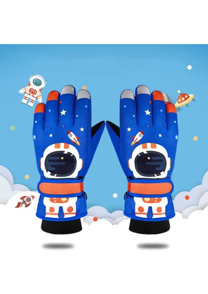 Rüzgar Geçirmez Eldiven Kayak Snowboard Sıcak Kış Çocuk Erkek Kar Suya Dayanıklı Spor Mavi Xl( Yurt Dışından )
