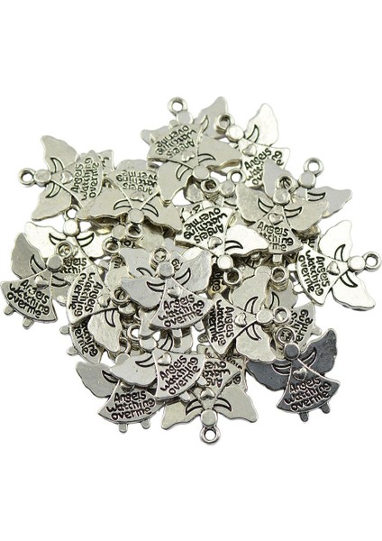 El Yapımı 30PCS Silver Angel Charms Angels Melekler Beni Izliyor Bilezik 19X19MM (Yurt Dışından)