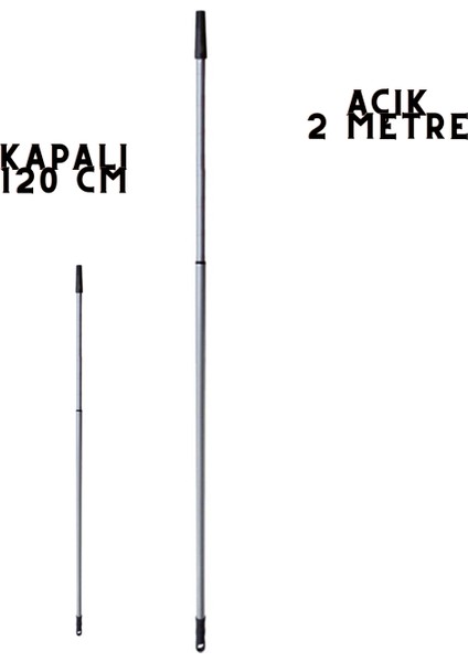 Teleskopik Uzatmalı Metal Sırık Sap 2 Metre