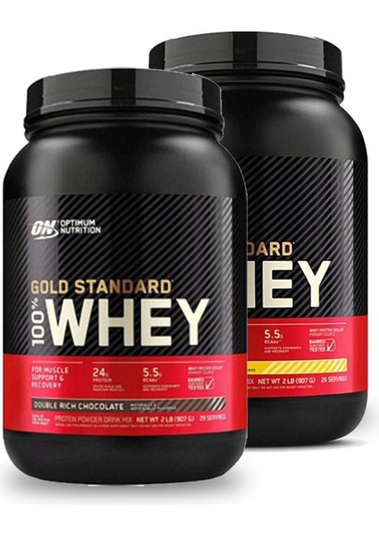 Nutrition Gold Whey Çikolatalı Protein Tozu 908 Gr + Optimum Nutrition Gold Whey Muzlu Protein Tozu 908 Gr