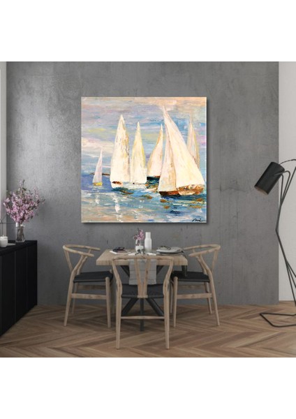 Yağlı Boya Tablo %100 El Yapımı Home In Joy 94 x 94 cm