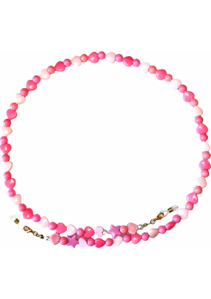 Pembe Kalpli Gözlük Zinciri - Kolye - Bileklik fırsatları