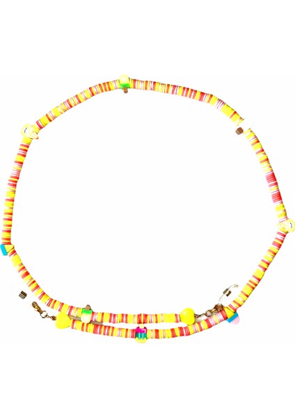 Fimo Sarı Turuncu Renkli Gözlük Zinciri - Kolye - Bileklik