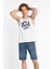 PEBBLE Beyaz Sıfır Kol Oversize Baskılı Erkek Tshirt 3