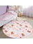 Sevimli Ayıcık ve Tavşan Motifli Çocuk & Genç Odası Makinede Yıkanabilir Kaymaz Tabanlı Yuvarlak Çocuk Halısı 5