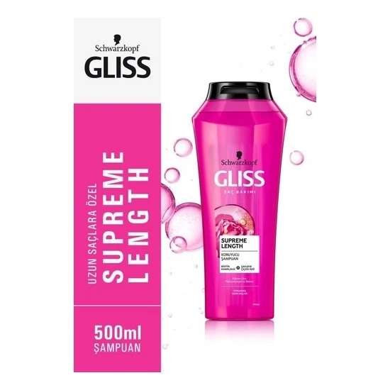 Gliss Supreme Length Koruyucu Şampuan - Biotin Kompleksi ve Şakayık Çiçeği Özü ile 500 ml