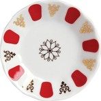 Porland Porselen Kırmızı Yaldızlı Çay Tabağı 12'Li 11 cm Mukavemetli Porselen Malzeme