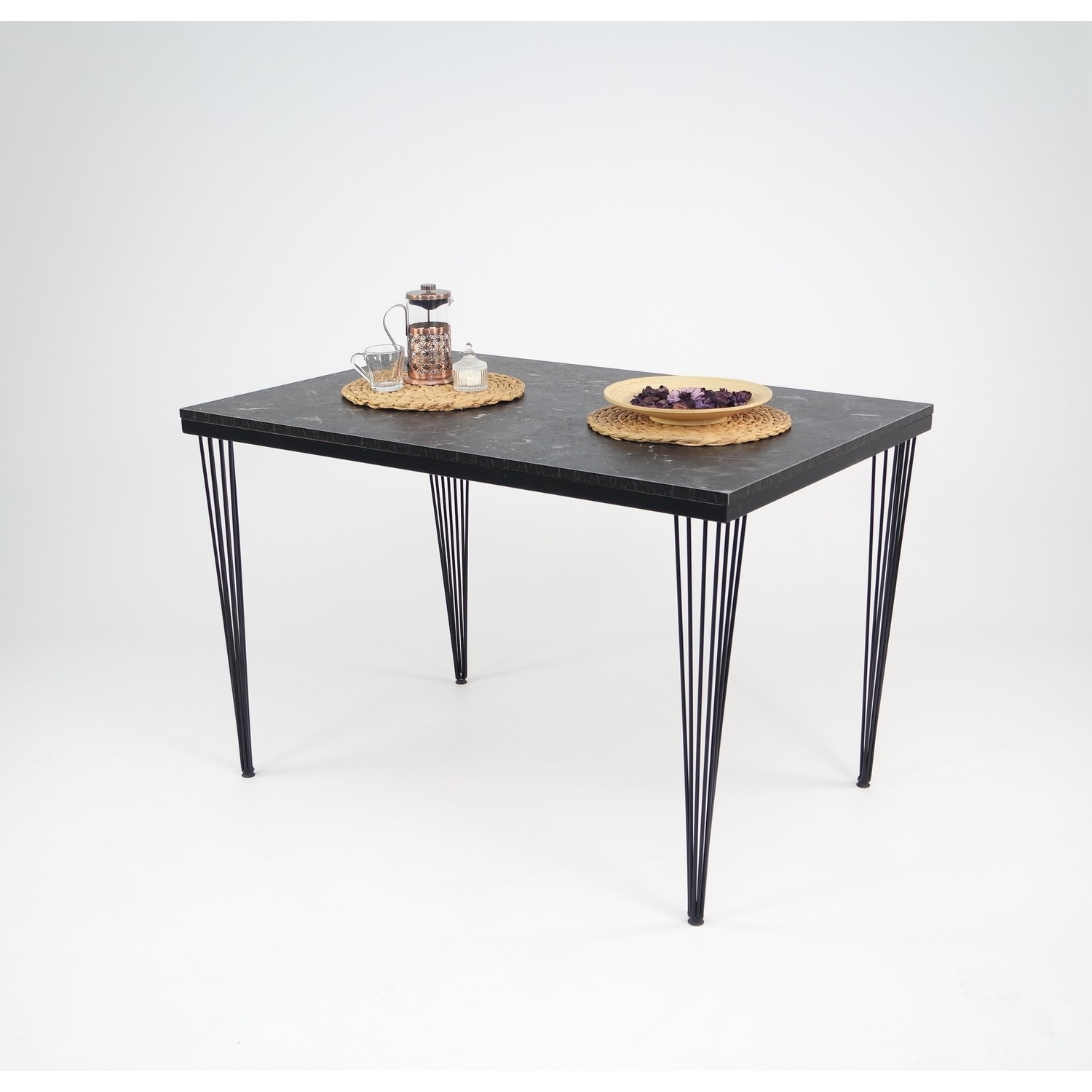 Mars Mobilya Santorini Siyah Mermer Desen Masa Sandalye Fiyatı