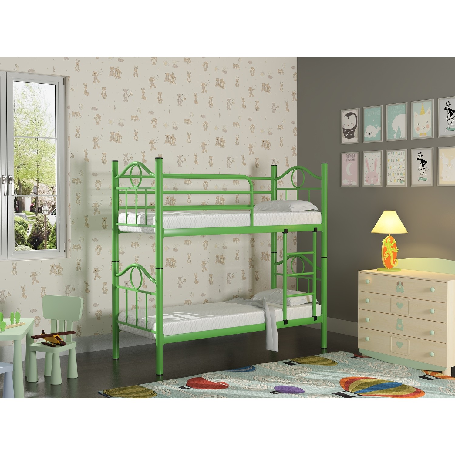 Mobilya Pasajı Kido Metal Çocuk Ranza 80x160 cm Yeşil Fiyatı