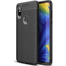 Microsonic Xiaomi Mi Mix 3 Kılıf Deri Dokulu Silikon Siyah