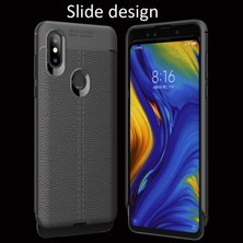 Microsonic Xiaomi Mi Mix 3 Kılıf Deri Dokulu Silikon Siyah