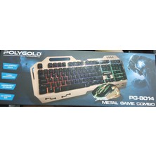 Polygold PG-8014 Işıklı Oyuncu Klavye Mouse Seti - Gold