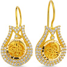 Sembol Gold Altın Tuğralı Küpe Lale Tasarım