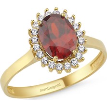 Sembol Gold Anturaj Altın Yüzük Kuwars Topaz Taşlı N115430554