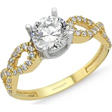 Sembol Gold Altın Tektaş Yüzük 0.85 karat Zirconia Sonsuzluk