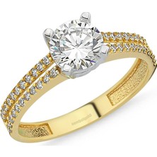Sembol Gold Altın Tektaş Yüzük 0.85 karat Zirconia