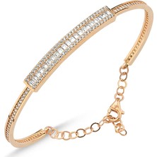 Sembol Gold Rose Altın Kelepçe Baget Taşlı Bileğe Göre Ayarlanır