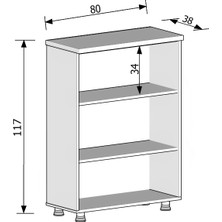 Elizza Modüler Dünyası Kitaplık Dosya Dolabı Meşe - 80X38X117