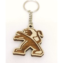 Asr Peugeot Pejo Logo 2 li Lüks Araç Boyun Yastığı Siyah ve Ahşap Logo Anahtarlık