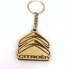 Asr Citroen Logo 2 li Lüks Araç Boyun Yastığı Siyah ve Ahşap Logo Anahtarlık