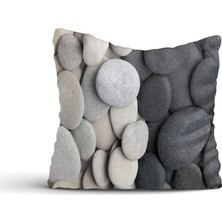 Cici Tasarım Siyah Beyaz Çakıl Taşı Kırlent Kılıfı-60x60