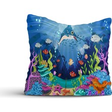 Cici Tasarım Balık ve Renkli Deniz Altı Kırlent Kılıfı-45x45