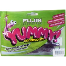 Fujin Yummy Sandworm 7 cm Mor Parlak LRF Silikon Suni Yem 20 Adet Dayanıklı TPR