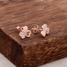 Sümer Telkari Rose Gümüş Yonca Tasarımlı Küpe 3758