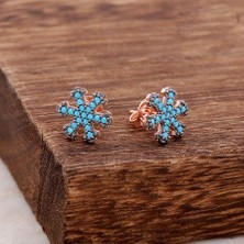 Sümer Telkari Kar Tanesi Rose Gümüş Tasarım Küpe 3789