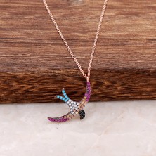 Sümer Telkari Martı Tasarım Rose Gümüş Kolye 4078