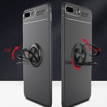 Arabulalaca iPhone 6/6S Kılıf Standlı Yüzüklü Mıknatıslı Kılıf + 9H Esnek Nano Cam Siyah