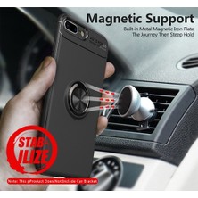 Arabulalaca iPhone 7/8 Kılıf Standlı Yüzüklü Mıknatıslı Kılıf + 9H Esnek Nano Cam Lacivert