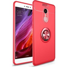 Arabulalaca Xiaomi Mi Note 4 / 4X Kılıf Standlı Yüzüklü Mıknatıslı Kılıf + 9H Esnek Nano Cam Kırmızı