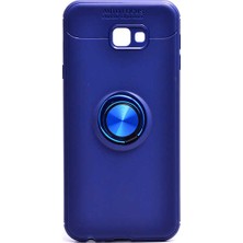 Arabulalaca Samsung Galaxy J4 Plus Kılıf Standlı Yüzüklü Mıknatıslı Kılıf Lacivert