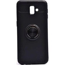 Arabulalaca Samsung Galaxy J6 Plus Kılıf Standlı Yüzüklü Mıknatıslı Kılıf Siyah