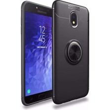 Arabulalaca Samsung Galaxy J7 Pro J730 Kılıf Standlı Yüzüklü Mıknatıslı Kılıf + 9H Esnek Nano Cam Siyah