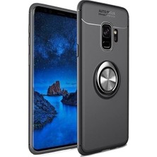 Arabulalaca Samsung Galaxy J6 Kılıf Standlı Yüzüklü Mıknatıslı Kılıf + 9H Esnek Nano Cam Siyah